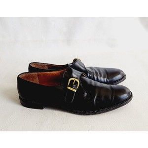 Salvatore Ferragamo Black Leather Loafers with Gold Buckle